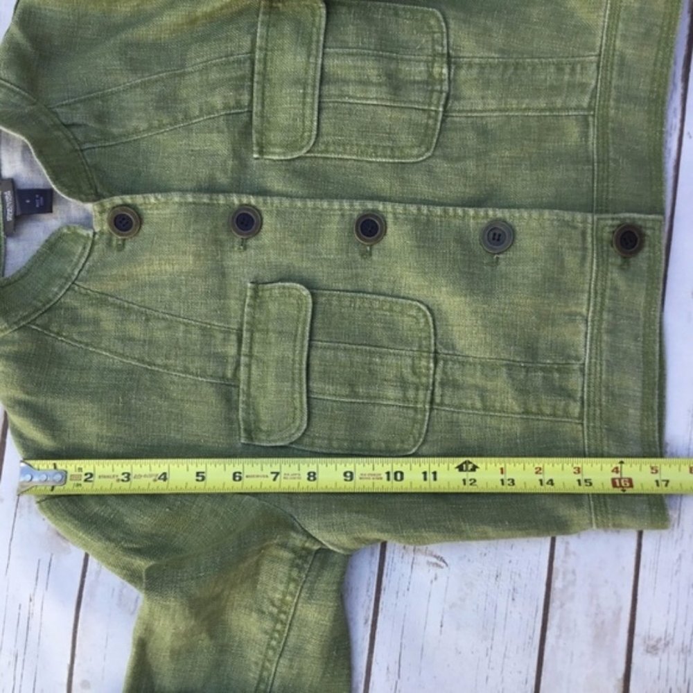 Kenneth Cole Reaction Green Cropped Linen Jacket - Picture 7 of 8